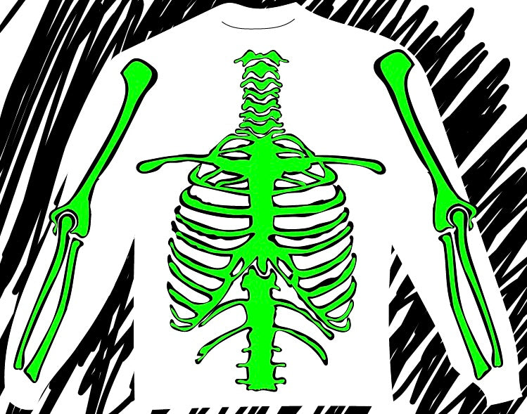 White LS Skeleton Tee
